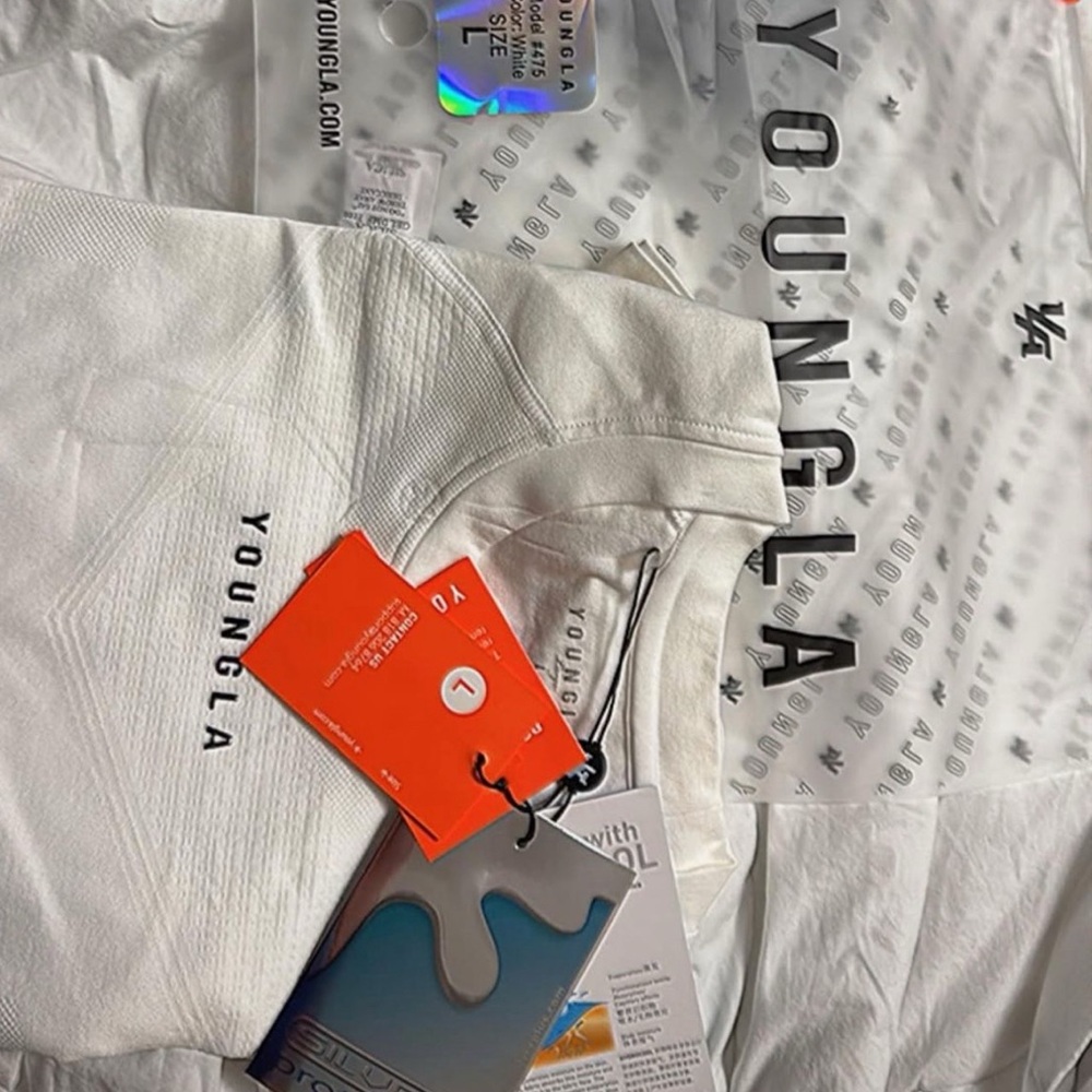 YoungLA White Sweatshirt with Orange Tags